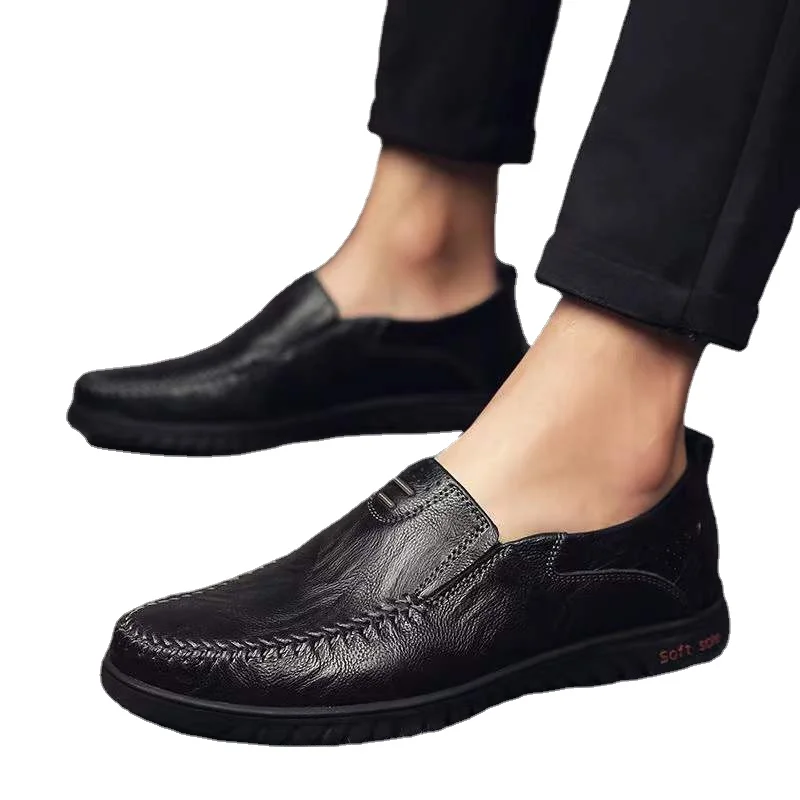 

Мужские туфли L18 ручной работы, новинка, деловая Корейская версия, износостойкие универсальные дышащие лоферы на мягкой подошве для ленивых...