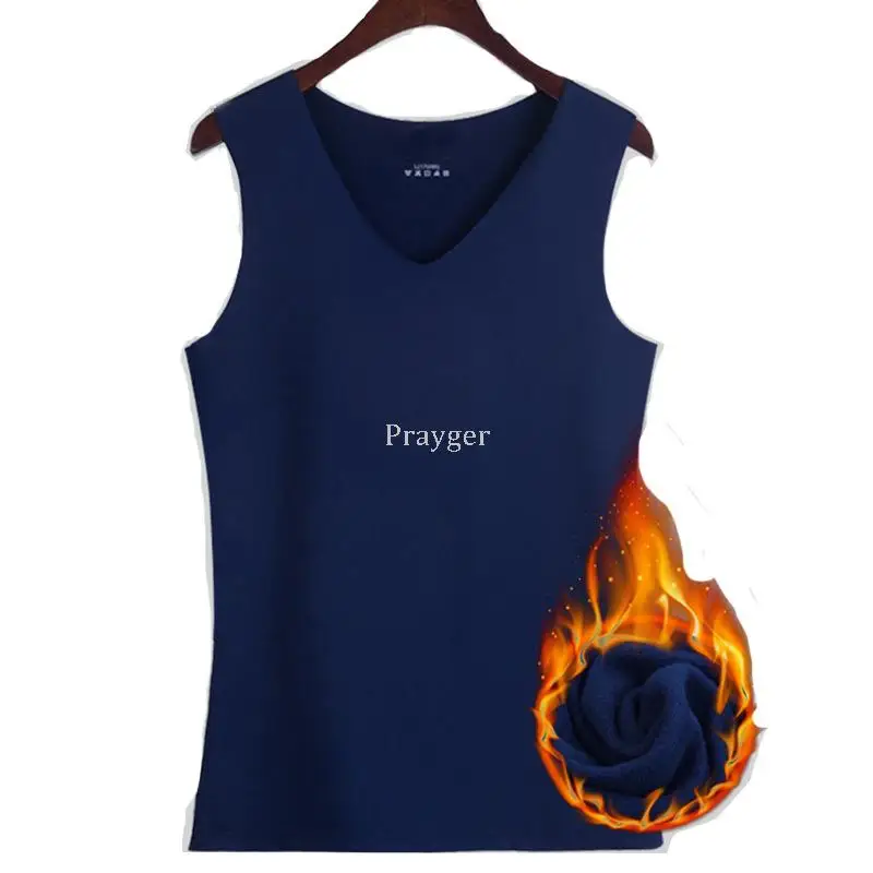 4XL Winter Men Thermal Warm Underwear Breathable Vest Sleeveless Velvet Soft Tank Tops Male Undershirt