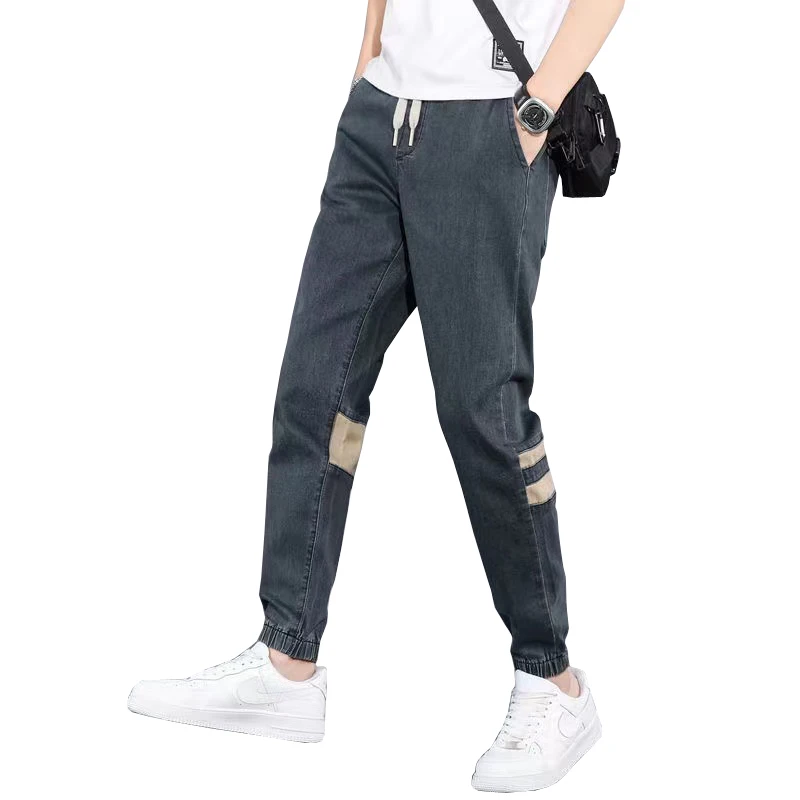 

Spring summer Men's Jeans Cotton Denim Hip Hop Slack Bottom Joggers Streetwear Skinny Blue Pants Hombre Harem Trousers Men M-4XL
