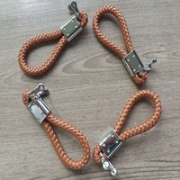 car logo keychain with car logo metal keychain nylon braided rope key ring car key ring for benz for audi for ford brown