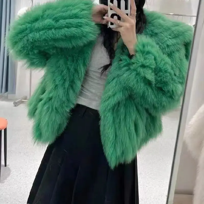

Женская модная шуба из искусственного лисьего меха, Женская пушистая осенняя куртка из искусственного лисьего меха, высококачественные ме...