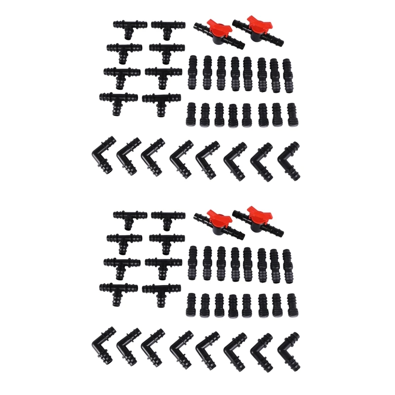

Irrigation Fittings Kit, Irrigation Barbed Connectors For 68 Piec Irrigation Water Hose Connector