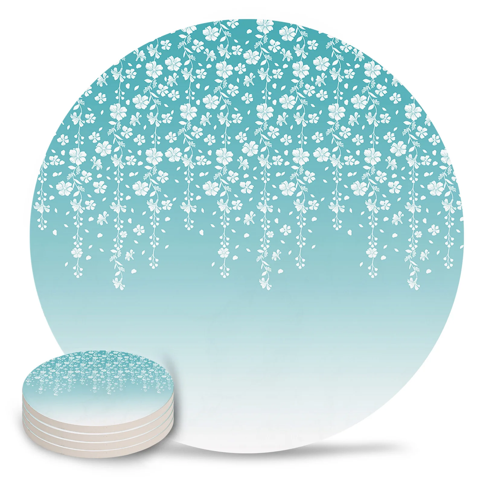 

Сиреневые градиентные керамические подставки с цветами, Впитывающий Коврик для столовой посуды, подставка для украшения дома, подарок