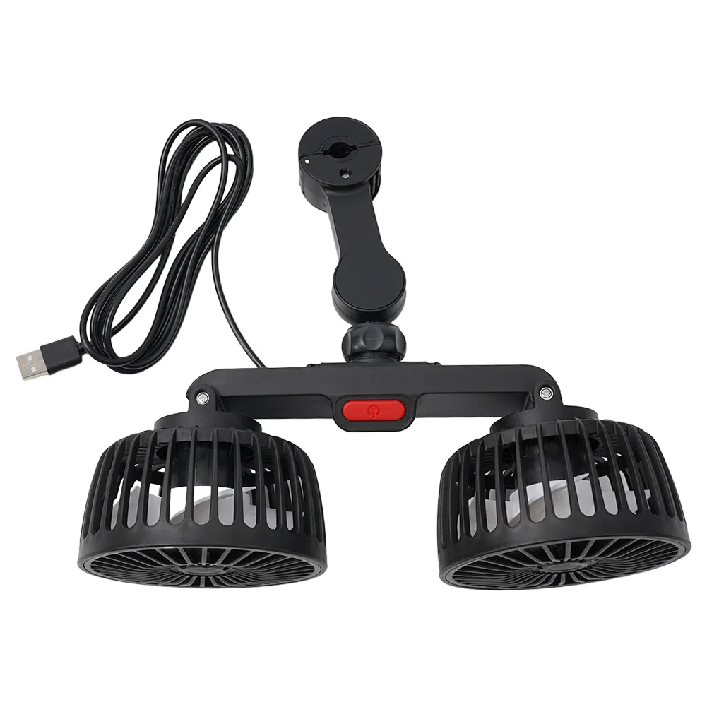 

Dual Head Car Fan 10W 1pc 360° Rotatable 5V High Quality New Third Gear USB Charging USB Rear Pillow Universal