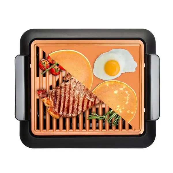 

Grill with Interchangeable Griddle Surface - Nonstick Multipurpose Indoor BBQ & Surface Grill Funda para parrilla мангал C