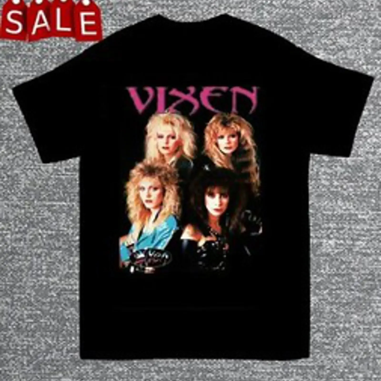 Фото Рубашка из коллекции Vixen Band Members, плотный хлопок, черная, размеры S-5XL, винтажная, с эффектом потертости, унисекс, повседневная, стильная, модная, дышащая. №1