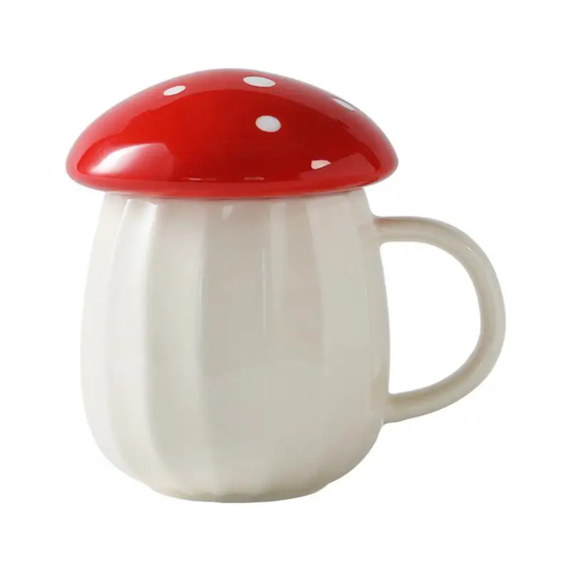 

250ML Novelty Mushroom Coffee Mug With Lid Drinking Water Cute Ceramic Cup Heat Resistant Milk Tea Water Cup Creative Gifts Mug