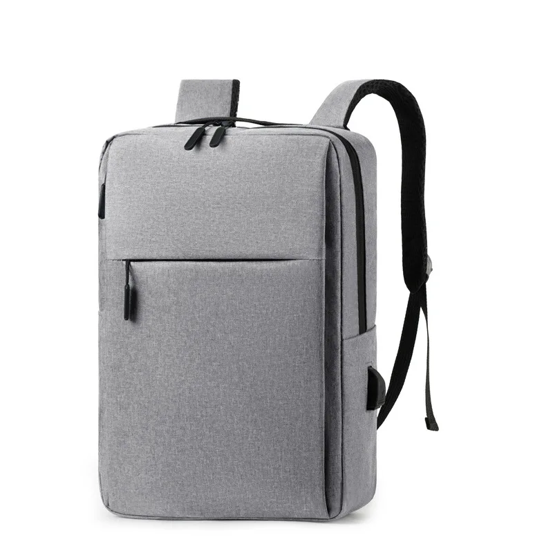 

New USB Backpack Leisure Business Men's Computer Backpack Solid Color Oxford Cloth Middle School Student Schoolbag Hot Sale