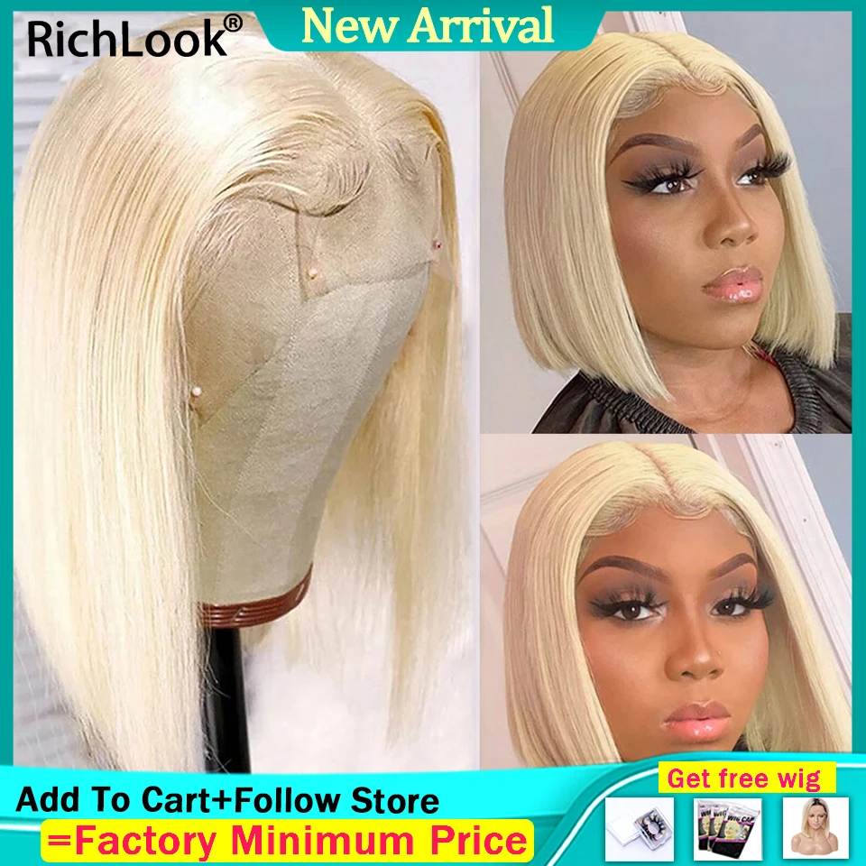 

613 Blonde Lace Frontal Wig HD Transparent 13x4 Short Bob T Part Wig Human Hair Lace Front Wigs For Women Drop Shipping Peruvian