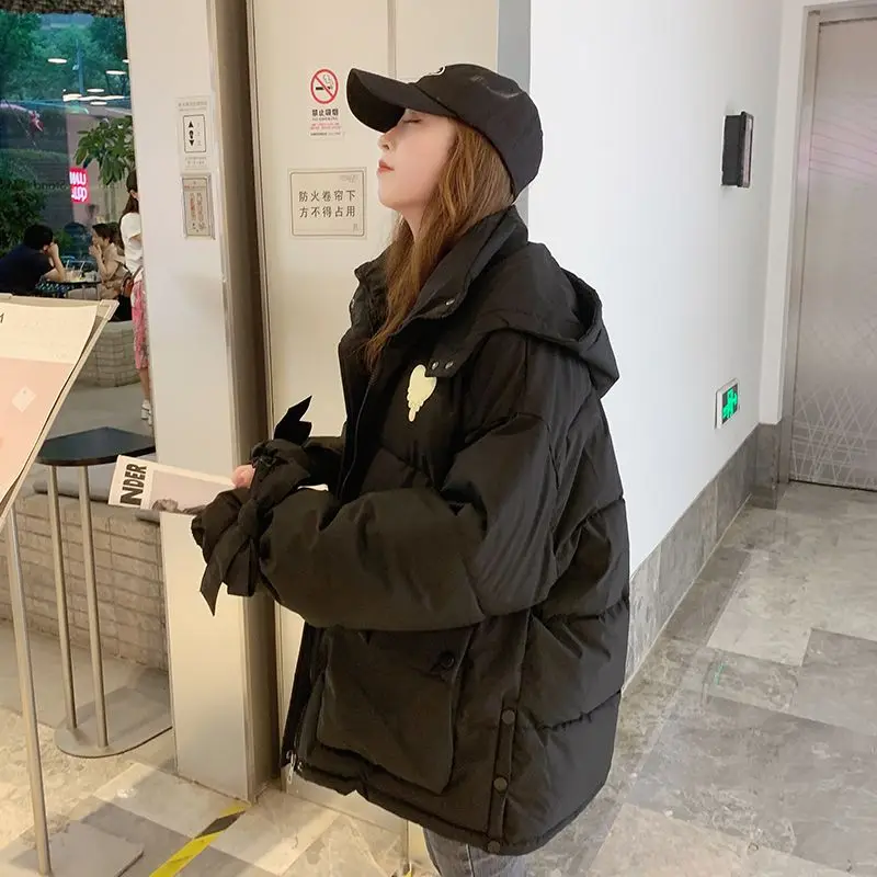 Women Parka Turtleneck Winter Long Sleeve Hooded Down Cotton Cotton Jacket Warm Puff Coat Quilted Korean Fashion Coats