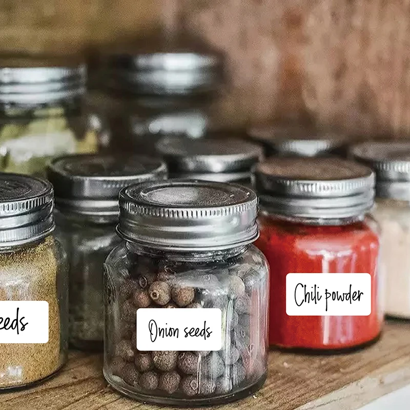 

320pcs Spice Sticker Kitchen Self-Adhesive Labels Container Jars White Blank Stickers for Spices and Bottles Water Oil Resistant