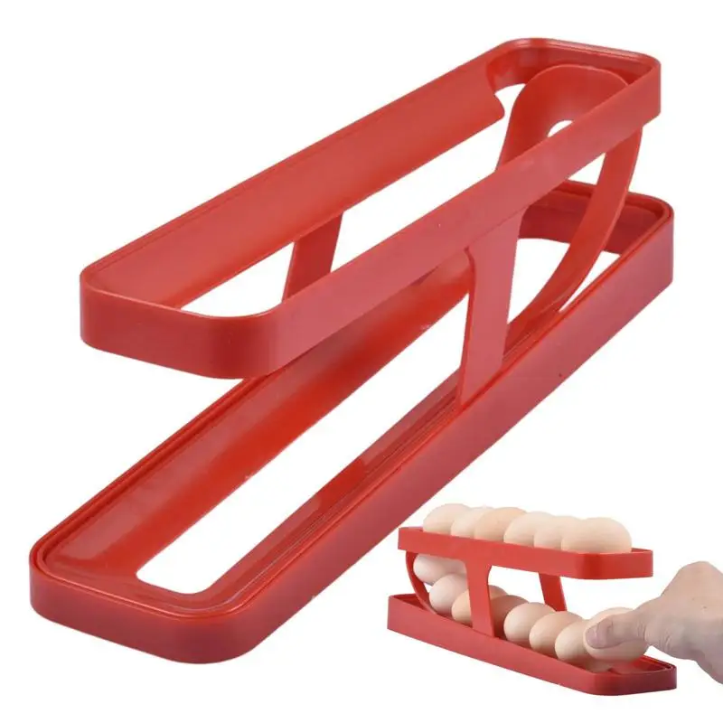 

Automatic Scrolling Egg Rack Holder Storage Box Egg Basket Container Organizer Rolldown Refrigerator Egg Dispenser For Kitchen