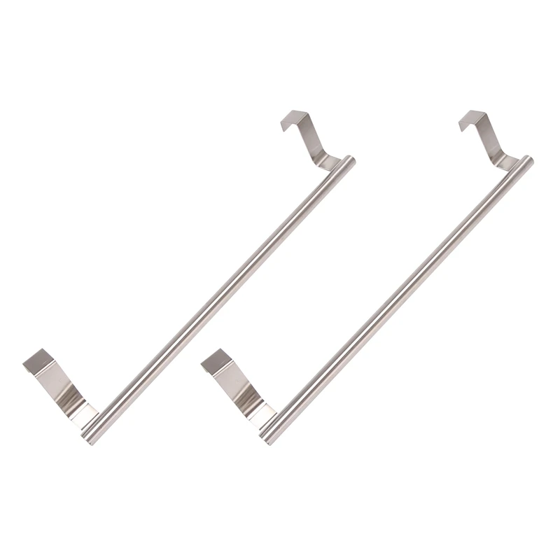 

2 Pcs Stainless Steel Over Door Towel Rack, Bar Holders Fit For Cabinet Cupboard Doors To Hold Hand And Dish Towels