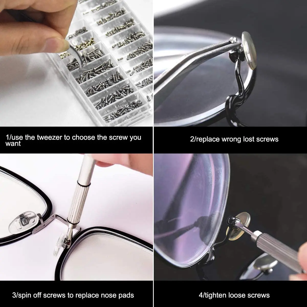 1200 шт. миниатюрный набор винтов и гаек инструмент для ремонта микроочков