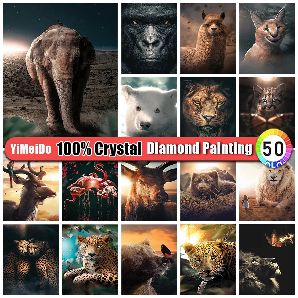 

YiMeiDo 100% Crystal Diamond Painting Lion Cheetah Picture Full Drill DIY 5D Diamond Mosaic Animal Rhinestones Embroidery Gifts