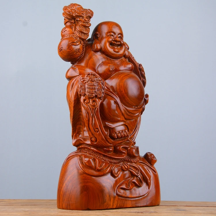 40cm large - figure of the Buddha # business Bless Safety Good luck Success Handmade red wood Maitreya carving statue