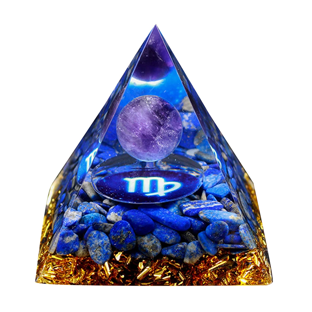 

Twelve Constellations Orgone Pyramid Amethyst Peridot Healing Crystal Energy Orgonite Pyramide Meditation Tool Quartz Home Decor