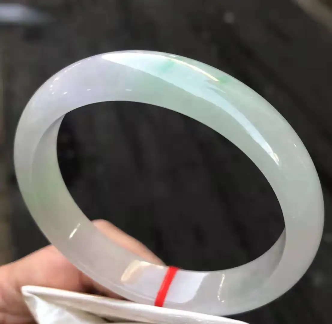 

Natural Myanmar jadeite bangle flat bar real jadeite bangle natural green jade stone for woman temperament bracelets 61mm 531