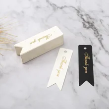 브론징 땡큐 태그 의류 신발 가방 걸이 태그, 블랙 화이트 종이 카드, 친환경 의류 액세서리 가격 라벨, 50 개