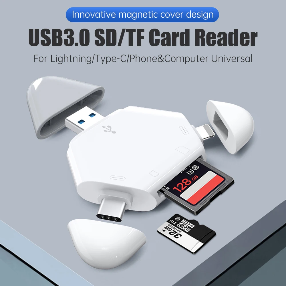 3 в 1 Многофункциональный магнитный USB 0 2 высокоскоростной OTG адаптер для SD TF