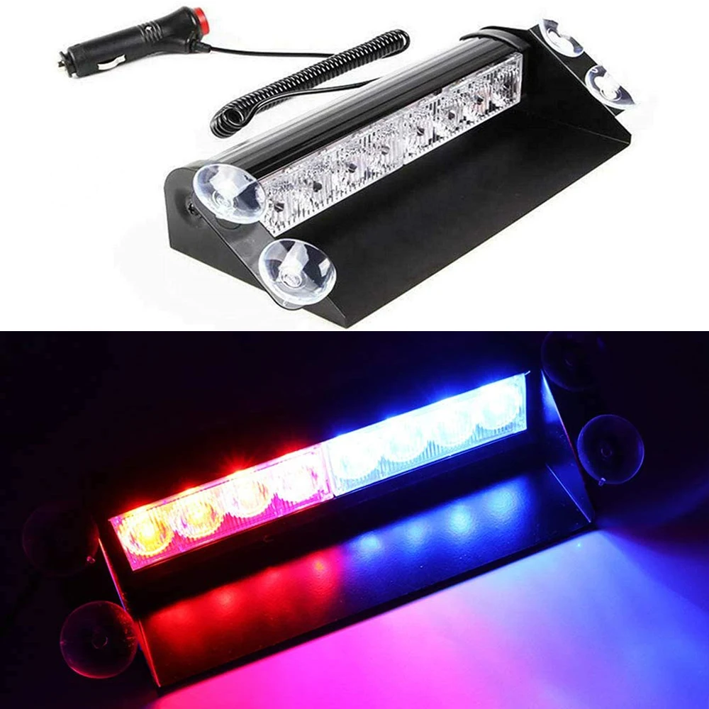 

Car Strobe Light Red Blue Yellow White Police Signal Lamp Vehicle Windshield Dash LED Emergency Flashing Warning Lights 12V
