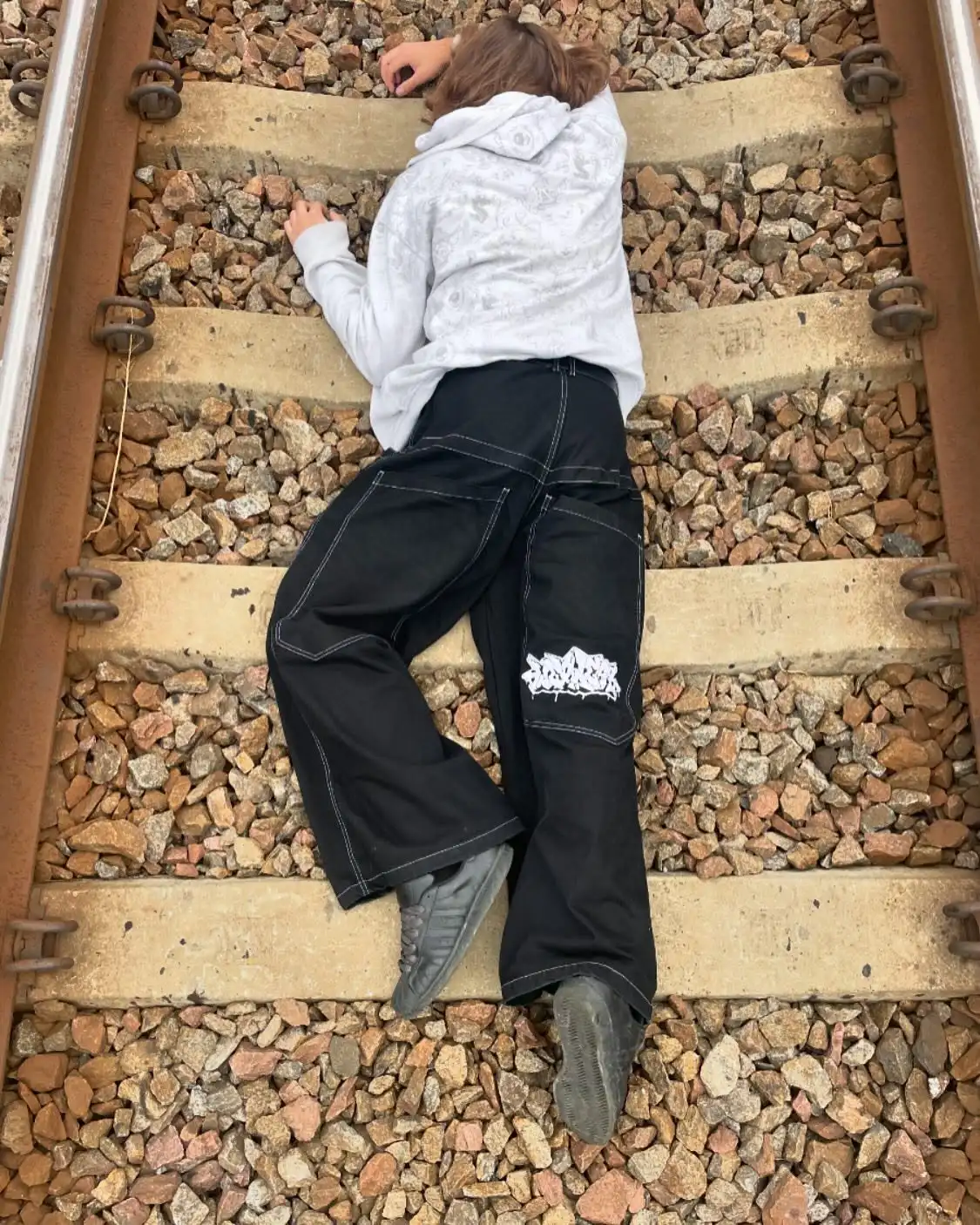 Harajuku Wexwear костюм графическая вышитая уличная одежда черные брюки для скейтборда