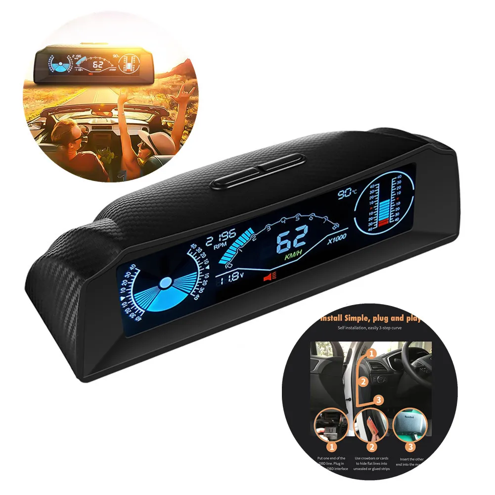 

Car OBD2 Multi-function Gauge HUD Head-Up Digital Speedometer Slope Display Car Electronics Accessories Head UP Display