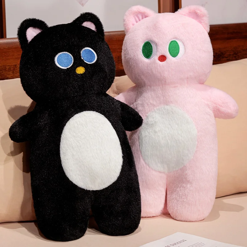 70 см Милая Черная кошка плюшевая длинная подушка мягкие большие глаза кукла