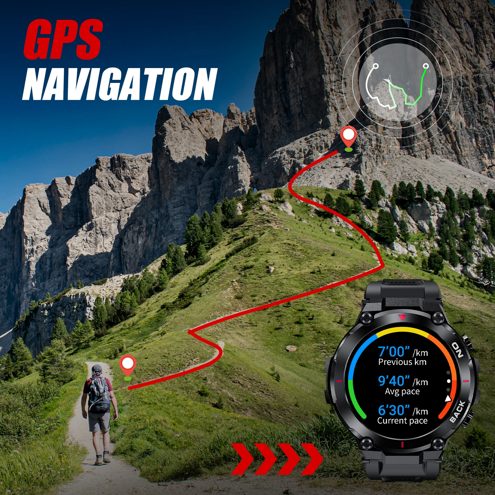 Военные умные часы EIGIIS для мужчин GPS IP68 водонепроницаемые 1 32 дюйма HD