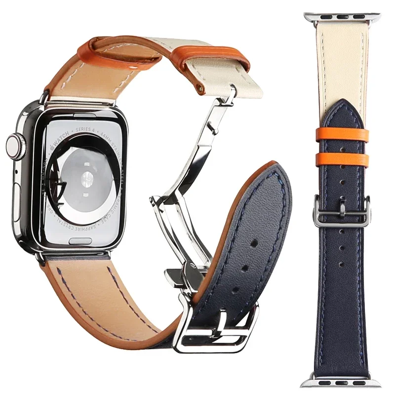 Genuine Leather Strap For Apple Watch Band 49mm 45mm 44mm 42mm 41mm 40mm Bracelet Wristband Belt For iWatch Ultra 8 7 6 5 4 3 SE