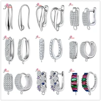 trendy 925 sterling silver earring hooks for diy jewelry makings cubic zirconia earring clasps accessories