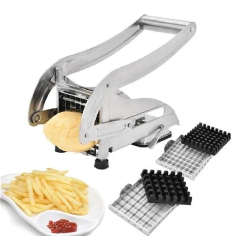 

French Fry Cutter with 2 Blades Stainless Steel Potato Slicer Cutter Chopper Potato Chipper For Cucumber Carrot