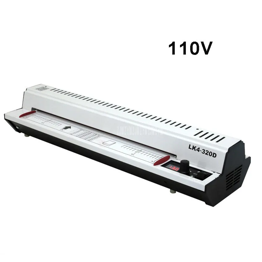 

110V 300W Photo Document Paper A3 A4 Laminating Film Machine Cold/Hot Laminator Knob Operating Temperature 400mm/min LK4-320D