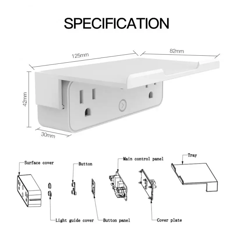 

Removable Shelf Smart Life 10a With 2 Outlet Splitter App Control 100-240v Wifi Tuya Smart Works With Alexa Google Home