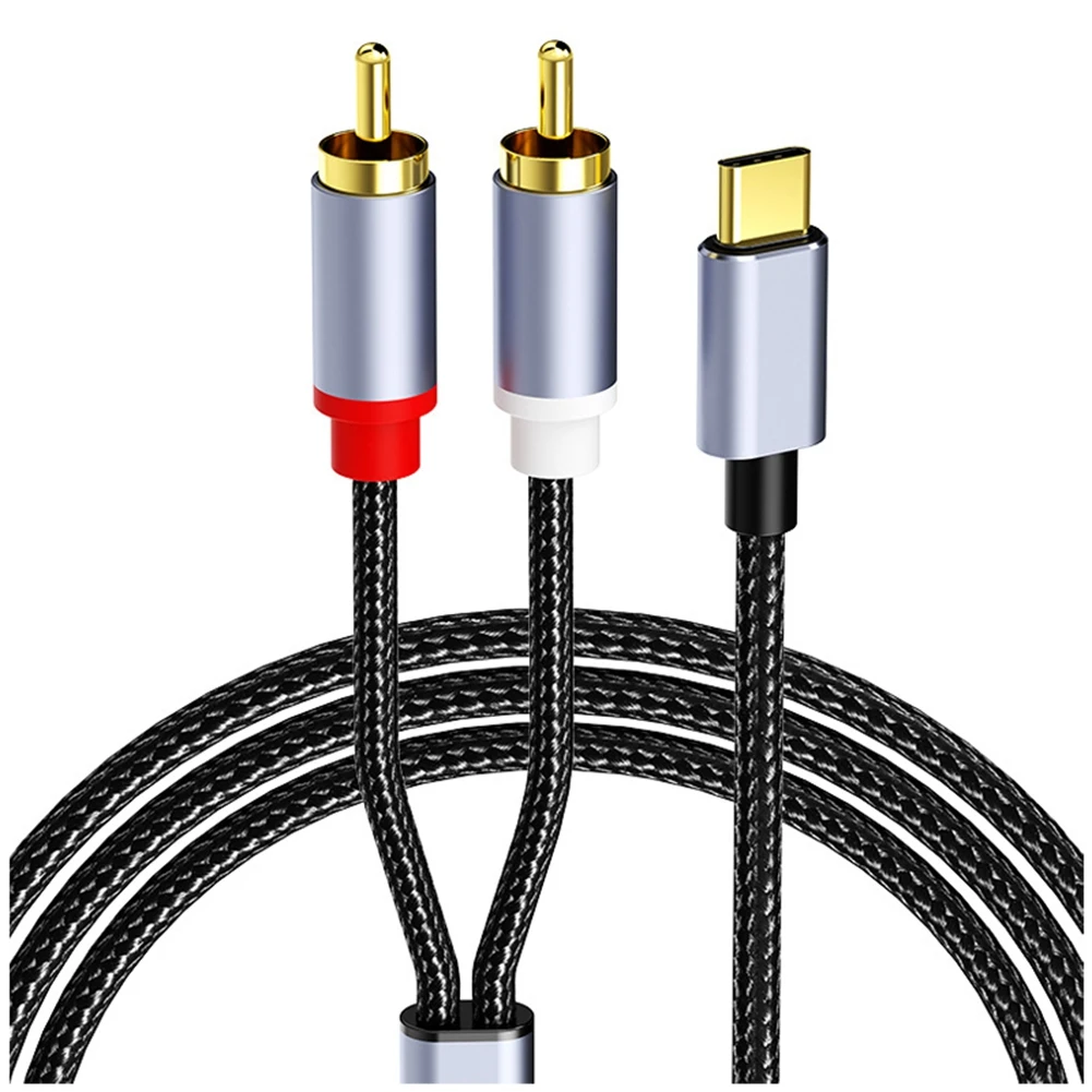 Аудиокабель USB C — 2RCA Адаптер Type-C двойной аудио-видео USB-кабель RCA совместимый с