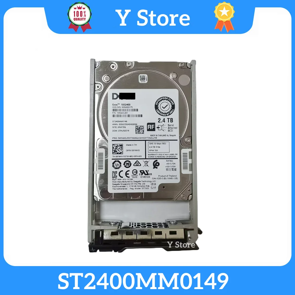 

Y Store For Dell 8YWH3 For Seagate ST2400MM0149 2.4TB SAS 12G 10K 2.5 Server Hard Disk Fast Ship