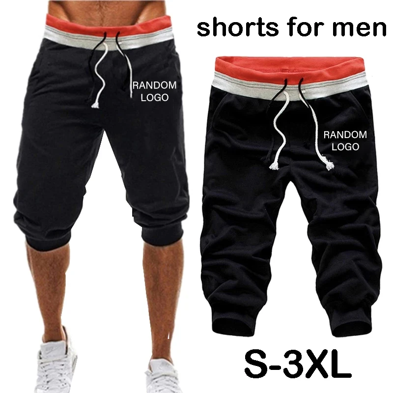 

Men's Drawstring Sweatpants Random Style Pattern GYM Fashion Short Pants Male Summer Cropped Trousers Casual Jogging Track Pants