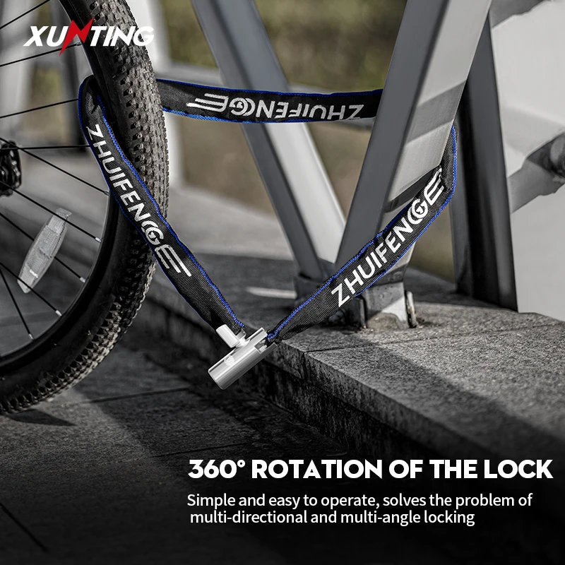 Xunting Bike Chain Lock Safe Metal Anti-Theft Heavy Duty Chain Lock with key Security Reinforce Cycling Bicycle Lock Accessories