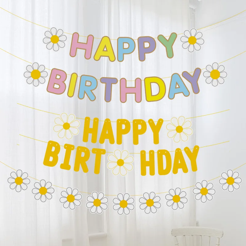 

Happy Birthday Banners Boy Girl Baby Shower Candy Bar Garlands Macaron Birthday Decoration Bunting First Birthday Party Supplies