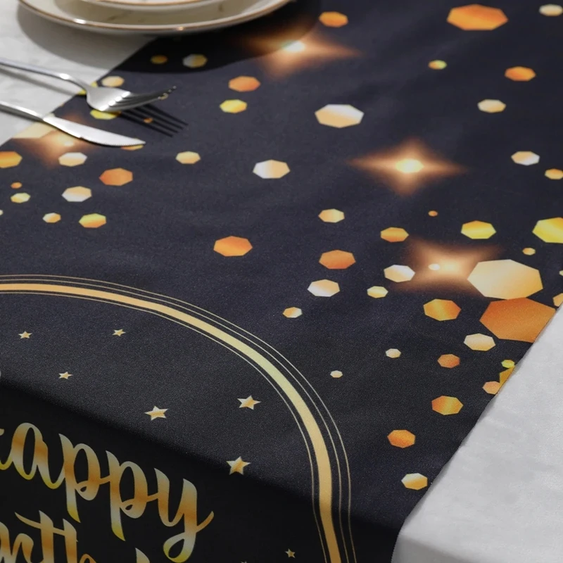 Черное Золото Дорожка Для Дня Рождения Украшения Скатерти Украшение Дома