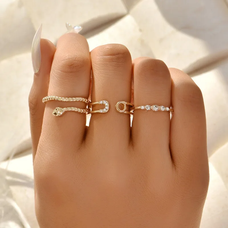 

Personality Jewelry Gifts Golden Silver 3 Piece Set Women Simple Rings
