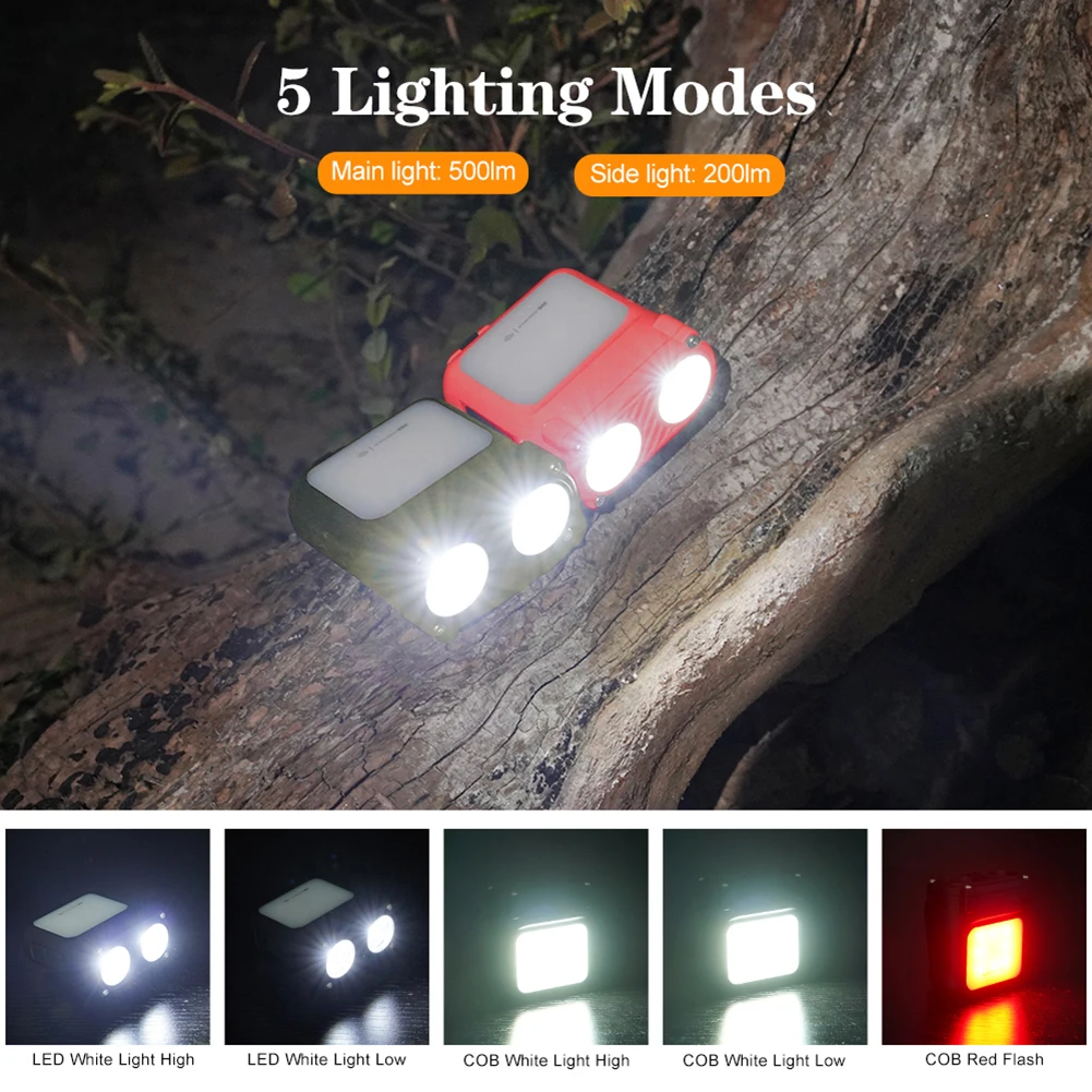 

COB LED Headlamp 1200mAh Keychain Light LED Portable 500LM 5 Modes Waterproof Rechargeable Induction for Fishing Hiking