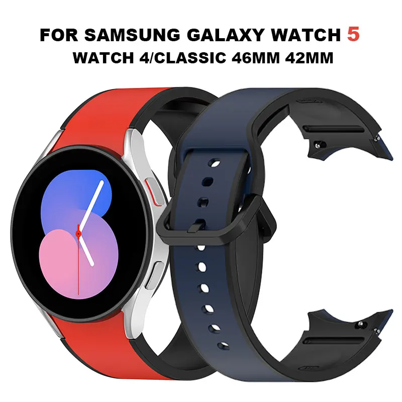 

20mm watch strap for galaxy watch 4 40mm classic 46mm 42mm/Watch5 40mm silicone sports correa for Samsung Galaxy Watch5 Pro 45mm