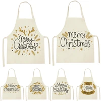 1 pcs christmas letter holiday printing sleeveless apron childrens home men and women anti fouling apron kitchen bib pinafore