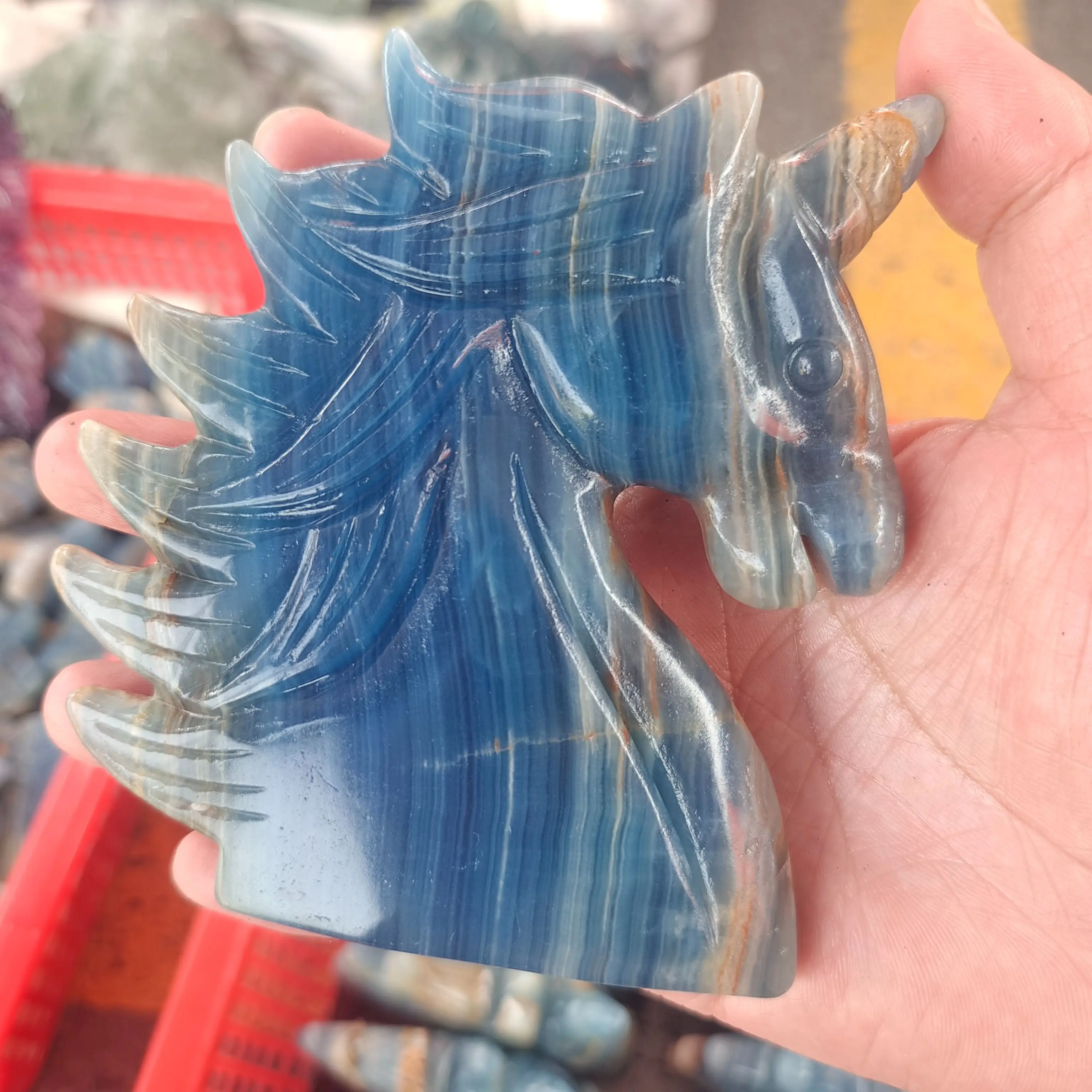 

10-11 см, натуральный синий цвет, искусственная резьба, Кварцевая лошадь, искусственный кристалл, домашний декор, статуэтка единорога 1 шт.