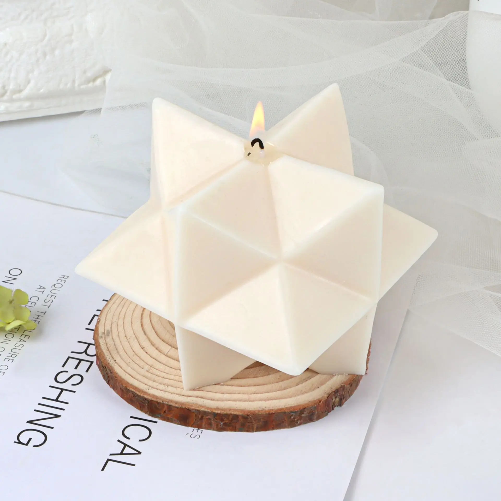 

DIY 3D Five Pointed Star Candle Molds Pentagram Moroccan Style Star Silicone Moulds For Abnormity Decorations