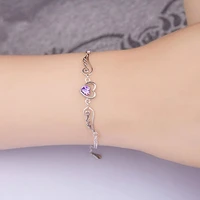 silver plated bracelet charm bracelet jewelry jewelry charming love heart rhinestone hollow angel wing jewelry