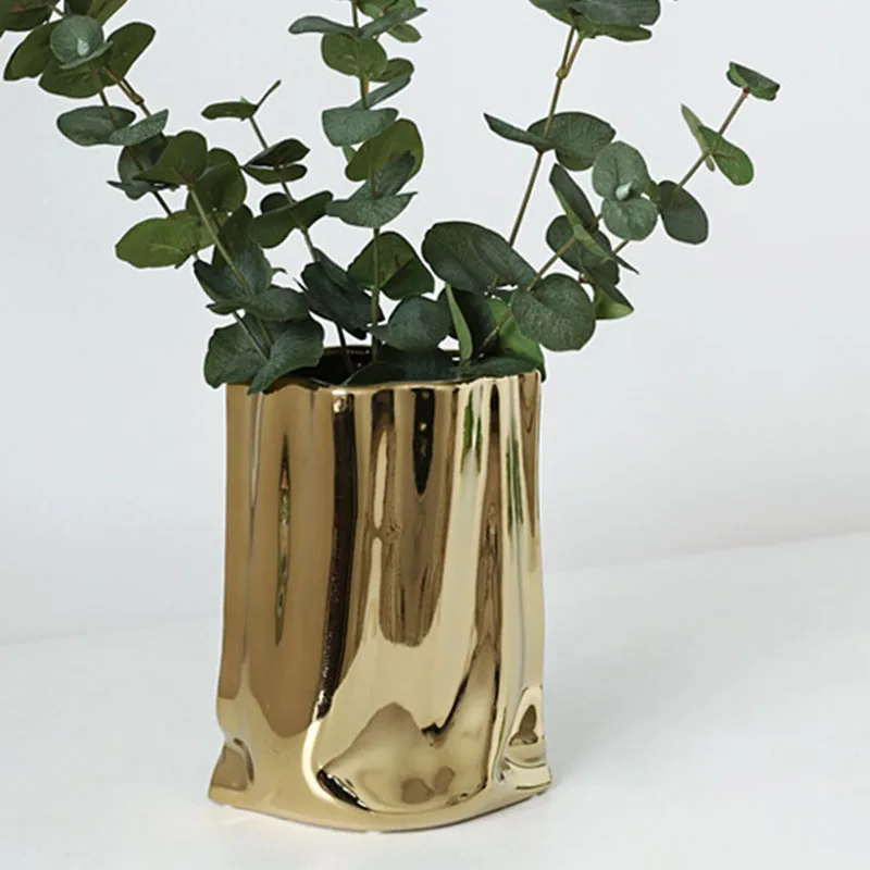 

Nordic Vases Modern Decoration Home Design Golden Transparent Glass Vase Minimalist Hydroponic Vaso Room Decoration XF5FL