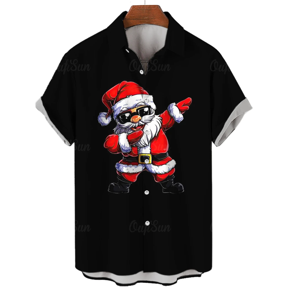 

Мужские рубашки 2023, Рождественская рубашка, Повседневная модная рубашка с коротким рукавом для мужчин, летняя гавайская рубашка, стандартная Мужская одежда, топы