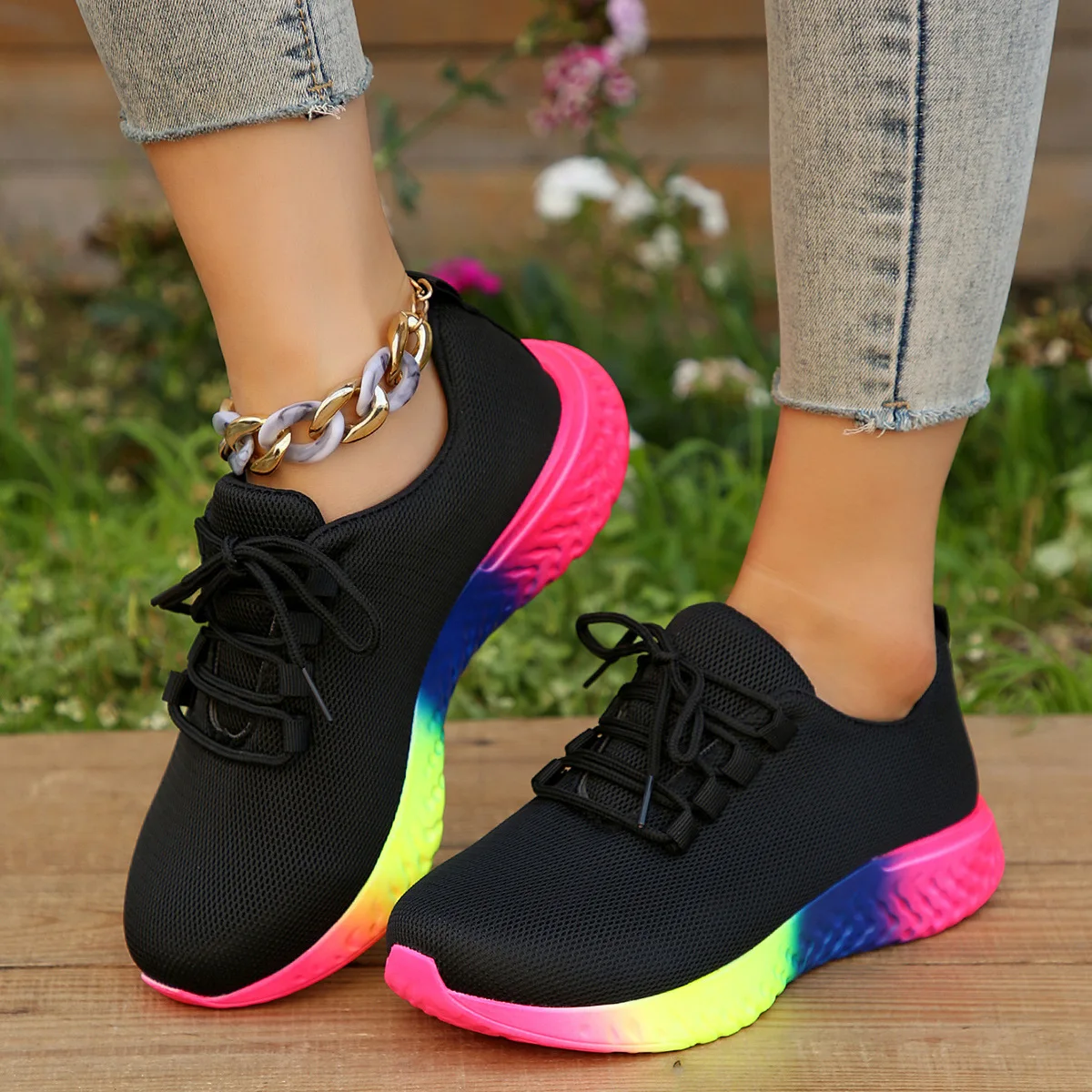 

Plus Size Women Sneakers 2023 New Fashion Lace Up Ladies Casual Sport Shoes Outdoor Running Vulcanized Shoes Zapatillas De Mujer